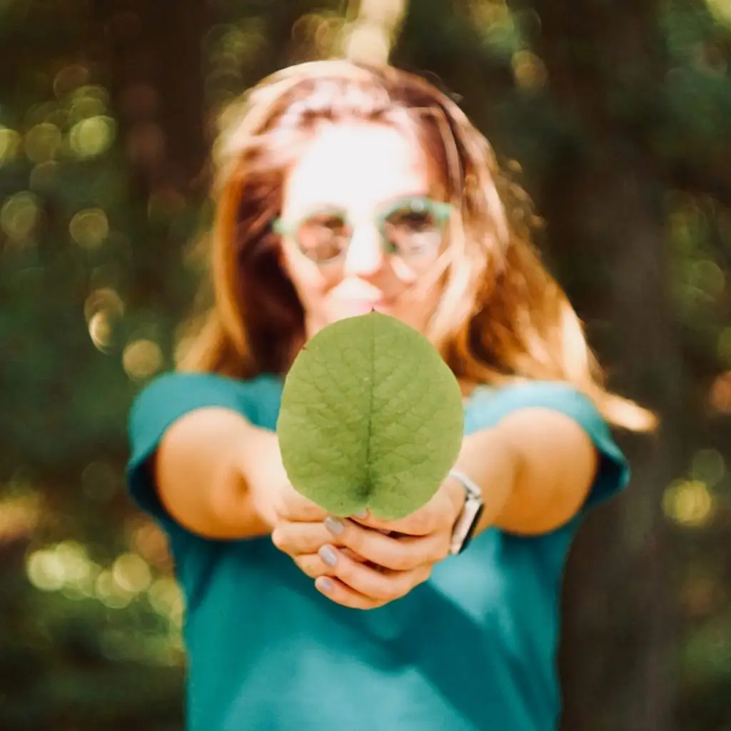 girl with leaf